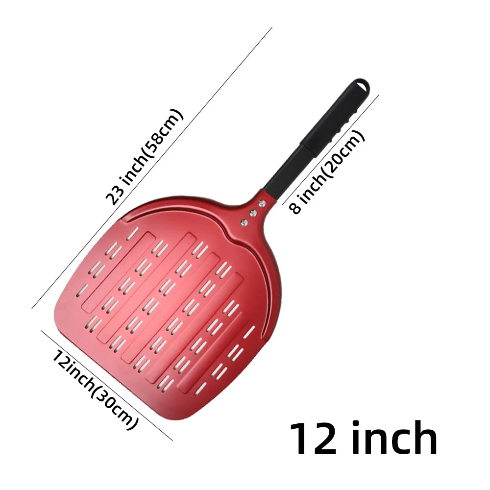 6&12 13 14 Inch Pizza Set Perforated Shovel Paddle Pizza Oven Turning Peel Hard Anodized Pizza Baking Kitchen Tool Spatula