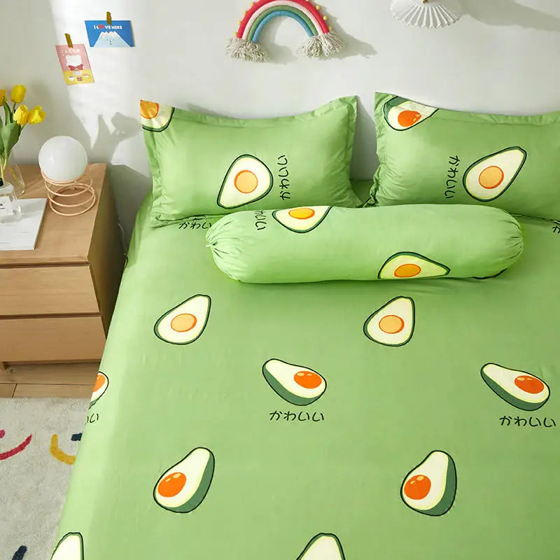 Bonenjoy Queen монтиран лист King Size с еластичен капак на леглото за двойно легло авокадо шаблони за матрак (без калъфка за възглавници)