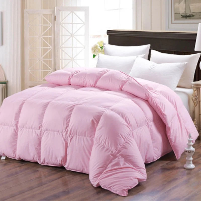 100% Gans Down DuVet Tröster gesteppt perfekte Komfort Doppelte Winterdicke Decke Feste Farbbettclänen