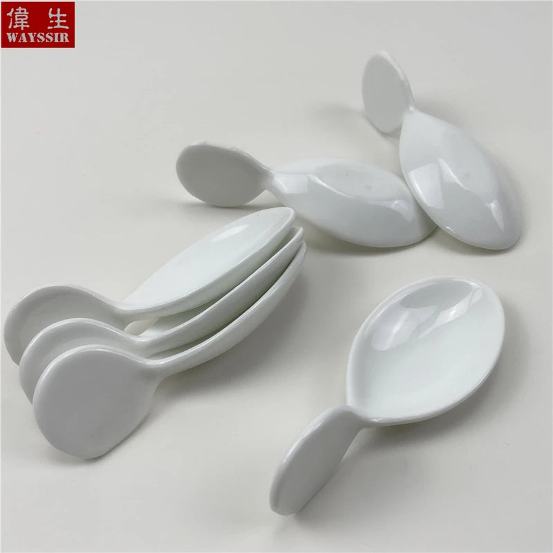 6pcs Set Fish Shaped White Porcelain Snack Dish Hotel Buffet Susi Sauce Spoon Home Party Decoration Dinner Ceramics Tableware