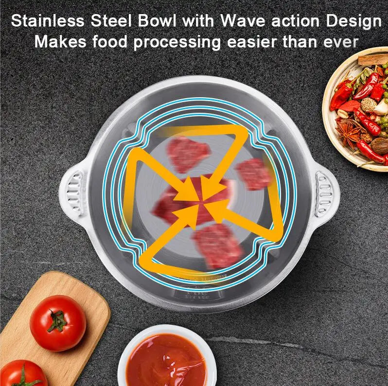 With Spare Knife 500W Stainless Electric Chopper Meat Grinder Mincer baby Food Processor 2 Speed 2L Capacity