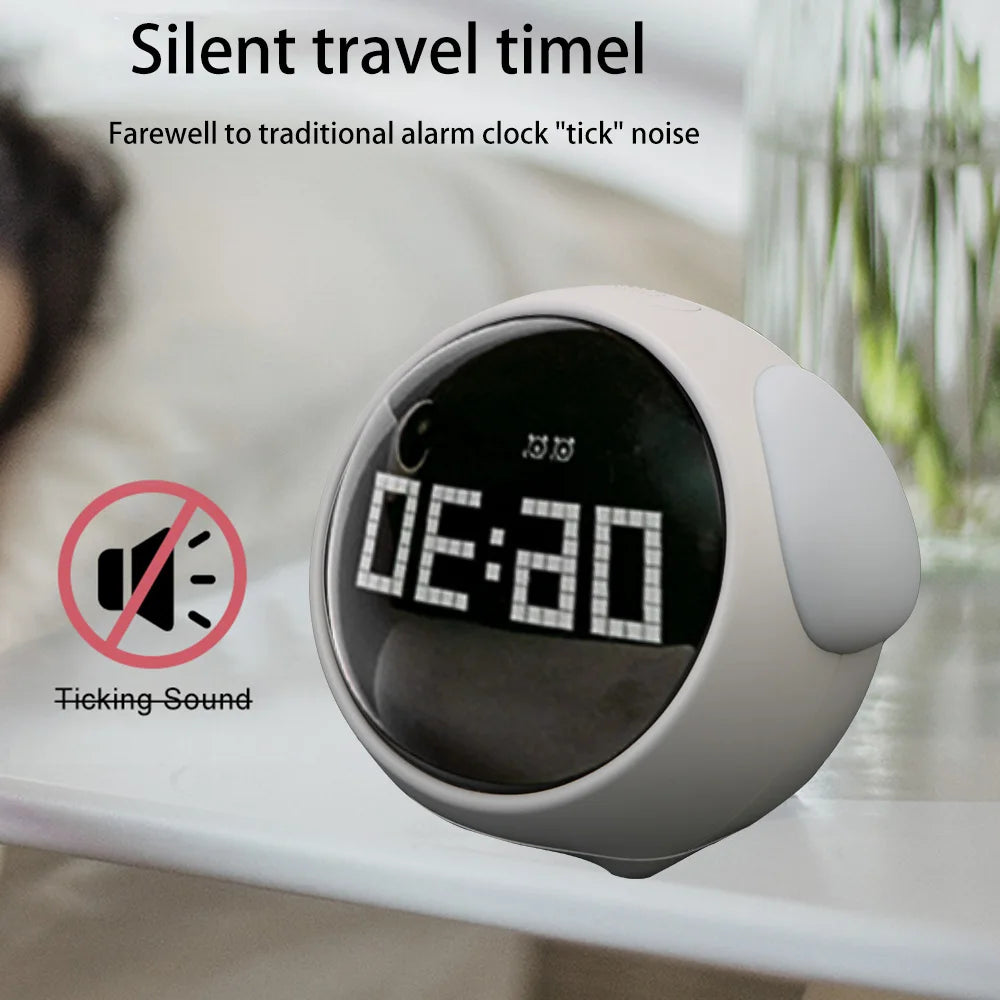 Night Light søt uttrykk vekkerklokke barn vekkerklokke stemmestyrt lys multifunksjonelt for hjemmet termometer