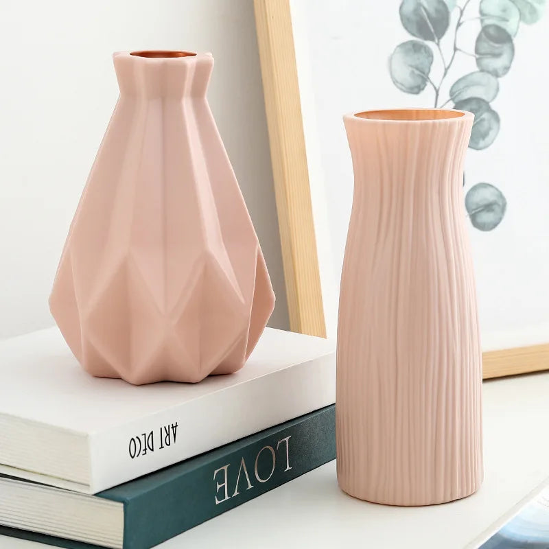 Plastikowy wazon dom do dekoracji biały imitacja ceramiczne rośliny kwiatowe koszyk Nordic Wedding Dekoracyjny stół do jadalni sypialnia