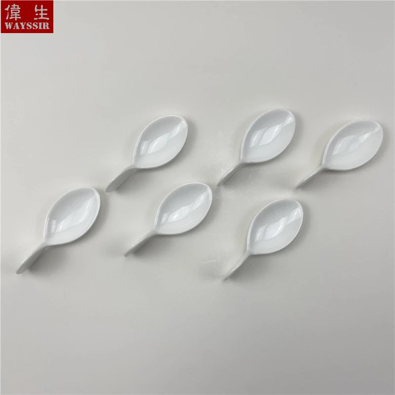 6pcs Set Fish Shaped White Porcelain Snack Dish Hotel Buffet Susi Sauce Spoon Home Party Decoration Dinner Ceramics Tableware