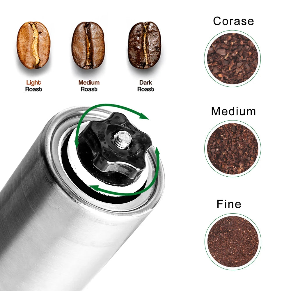 Grinder de café manuel avec 5Core / 7core Burr Portable Moulin à café ajusté Espresso Maker Accessoires de camping en acier inoxydable