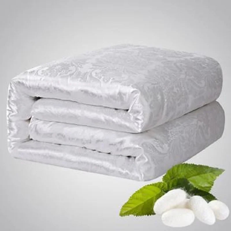 Natural Silk Blanket Summer Jacquard Duvets Thickening Winter Comforters Cotton Cover King Queen Twin Full Size Quilt