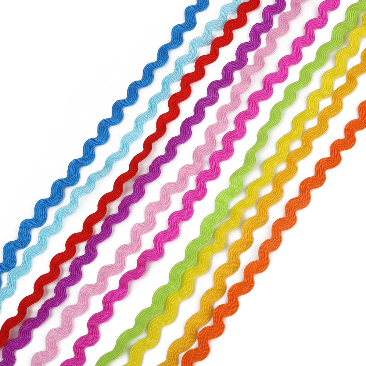 Nový příjezd 15 yardů/kus 8mm Multi Colors Terylene Ric RAC RAC ZIG ZAG Krajka Oříznutí Ribbon pro ozdobu praskliny řemeslné dekorace