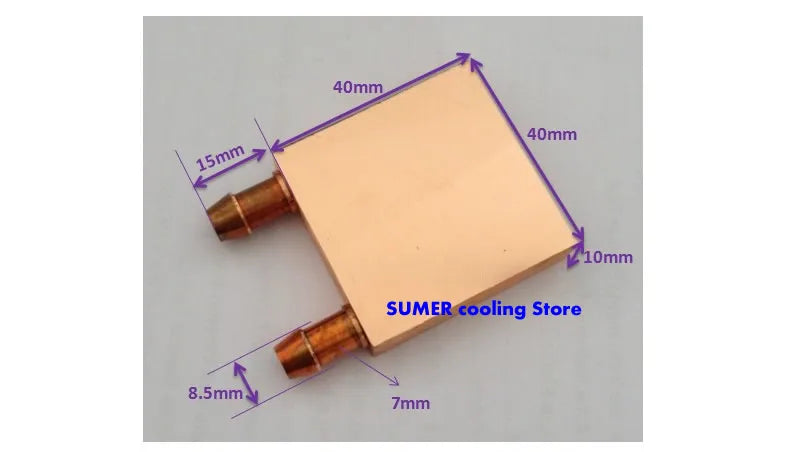 Copper Water Cooling Block 40*40mm Use For CPU Radiator Graphics GPU Water Cooling Block Liquid Water Cooler Heat Sink PC Laptop
