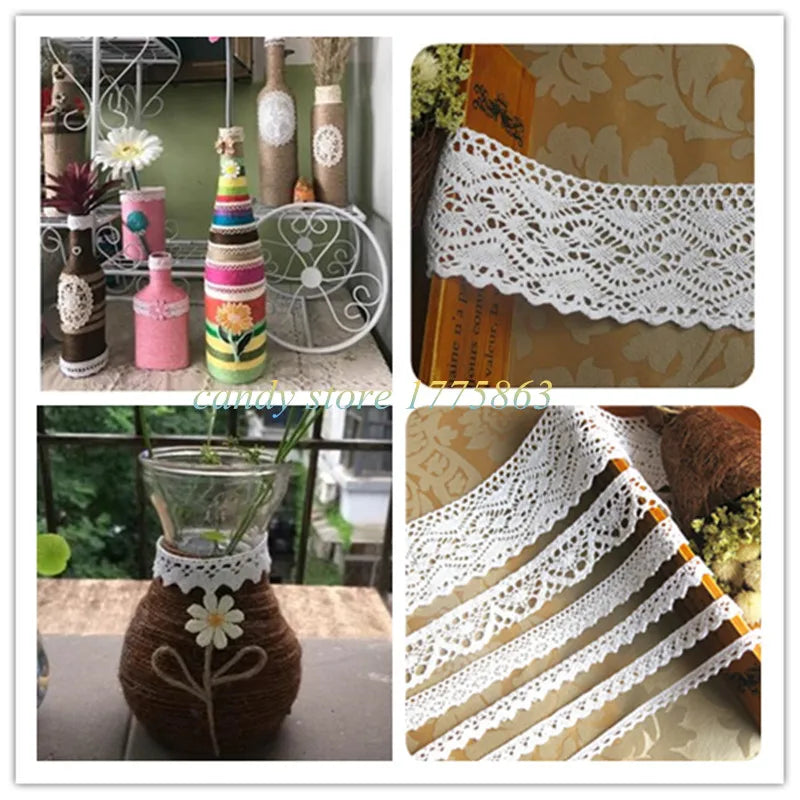 5 Meter/roll White Lace Trim Cotton Embroidered Lace Ribbon Crochet Lace Fabric DIY Handmade Craft Clothes Sewing Accessories