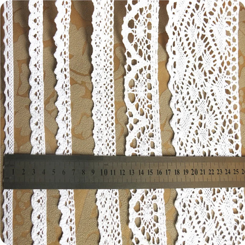 5 Meter/roll White Lace Trim Cotton Embroidered Lace Ribbon Crochet Lace Fabric DIY Handmade Craft Clothes Sewing Accessories