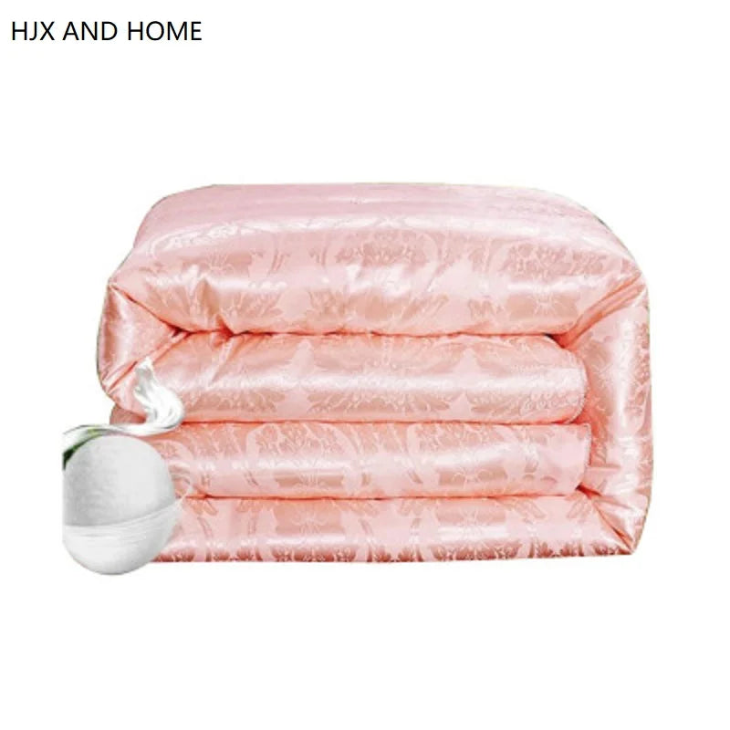 Natural Silk Blanket Summer Jacquard Duvets Thickening Winter Comforters Cotton Cover King Queen Twin Full Size Quilt