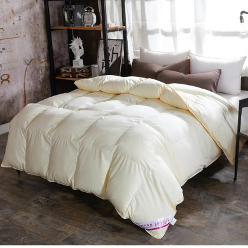 100% Gans Down DuVet Tröster gesteppt perfekte Komfort Doppelte Winterdicke Decke Feste Farbbettclänen
