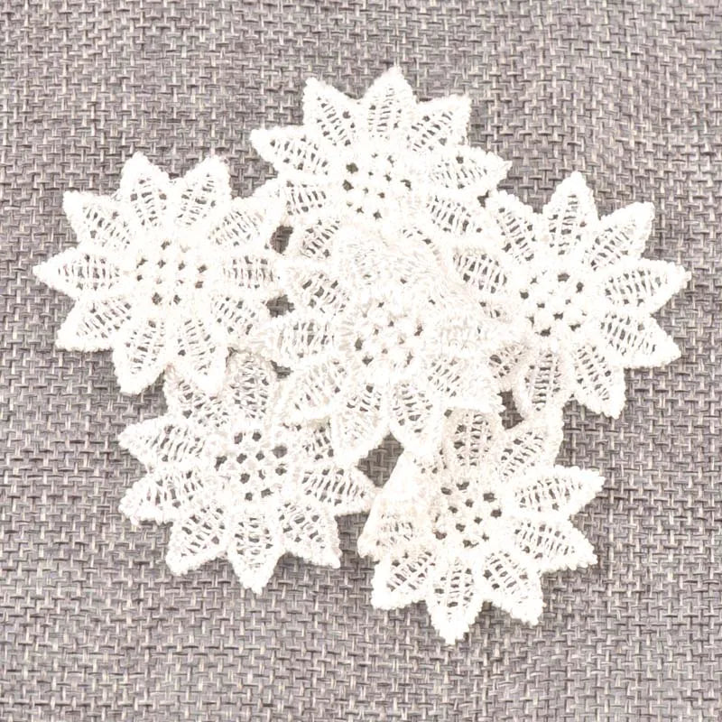 Flower White Lace Applique Mesh Trim For Sew On Guipure Fabric Wedding Supplies Home Decoration