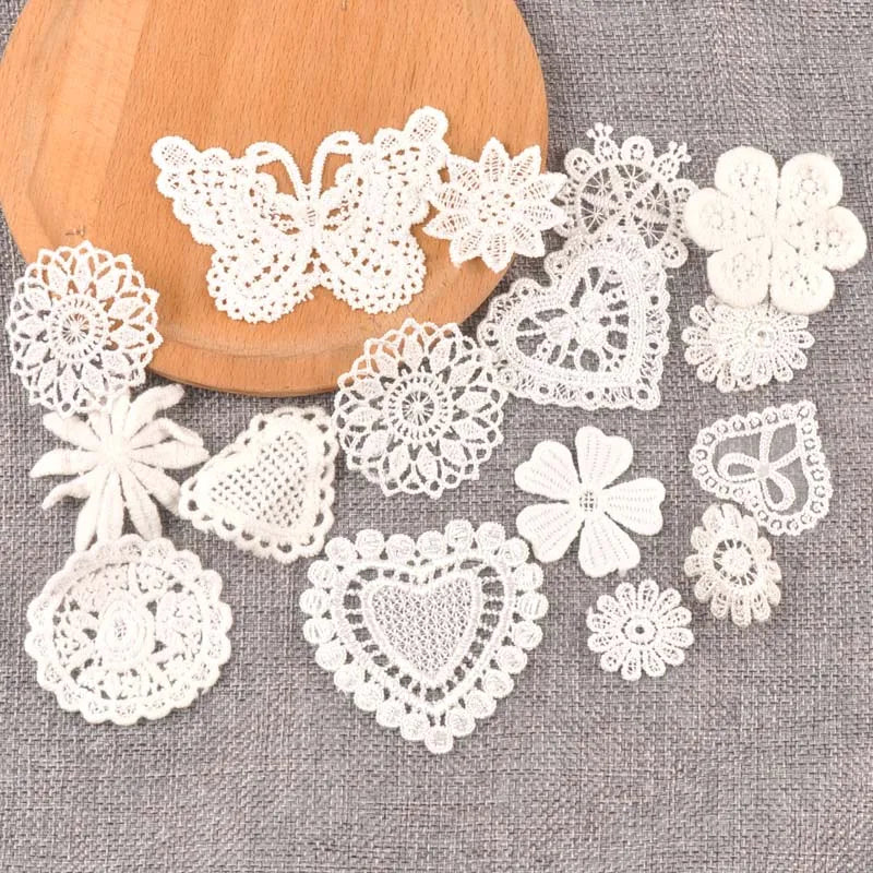Flower White Lace Applique Mesh Trim For Sew On Guipure Fabric Wedding Supplies Home Decoration