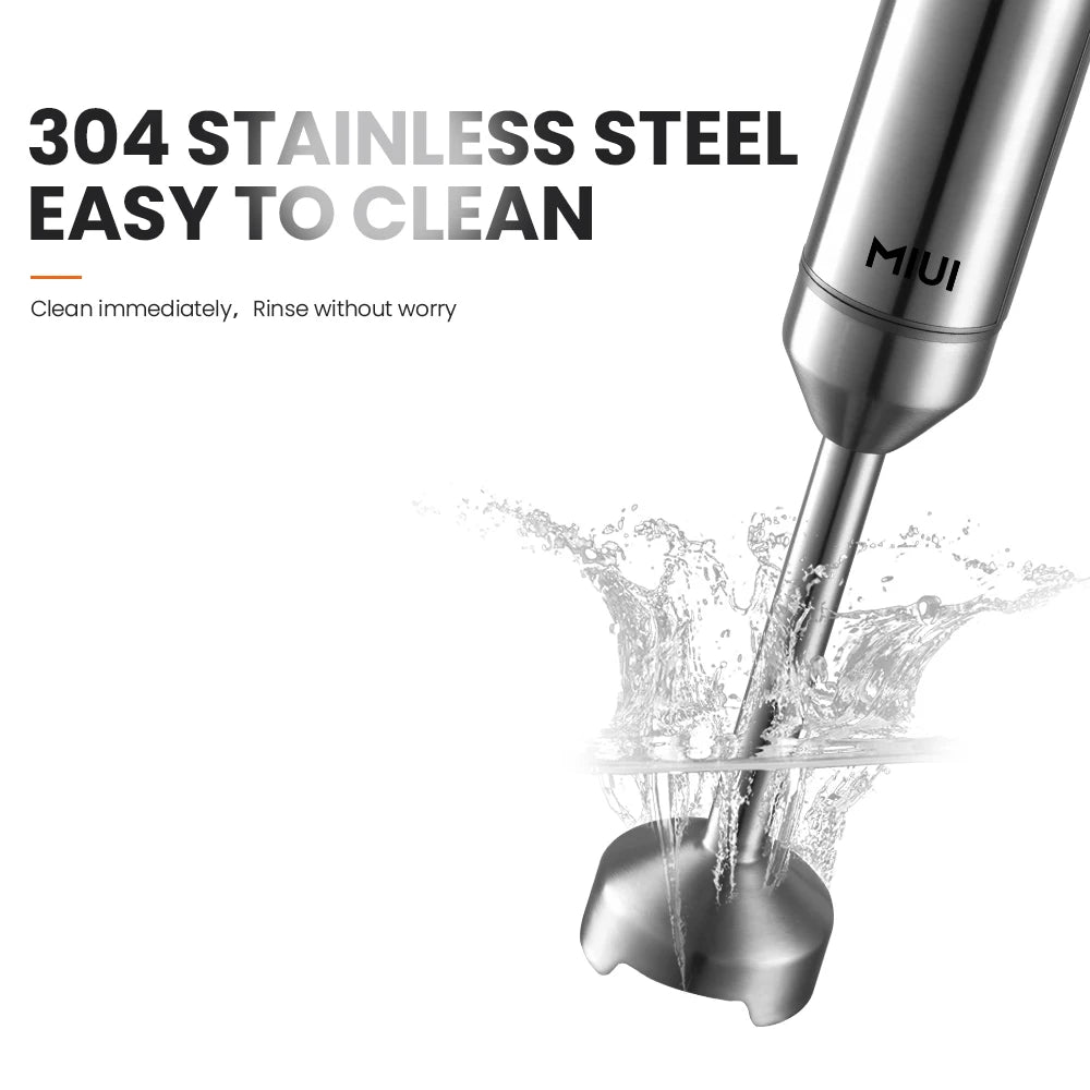 MIUI Hand Immersion Blender 1000W Výkonný 4-in-1, mixér potravin z nerezové oceli, 700 ml mixové kádinky, 500ml procesor, šlehač