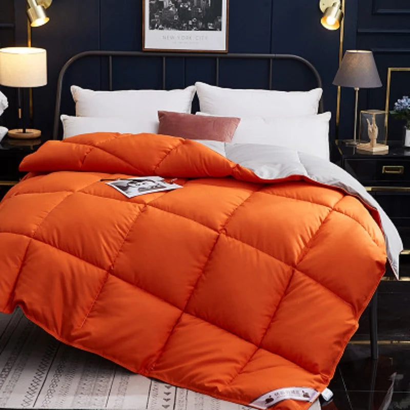100% Gans Down DuVet Tröster gesteppt perfekte Komfort Doppelte Winterdicke Decke Feste Farbbettclänen