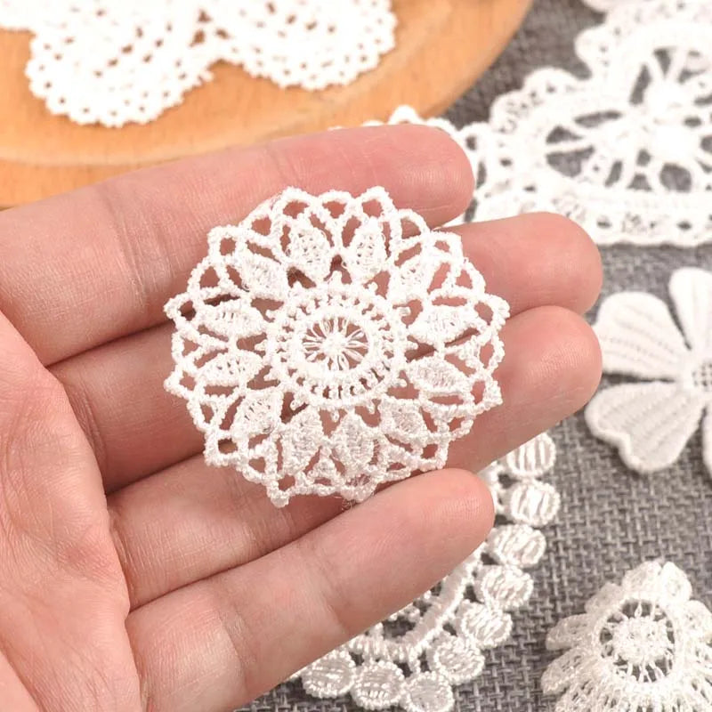 Flower White Lace Applique Mesh Trim For Sew On Guipure Fabric Wedding Supplies Home Decoration