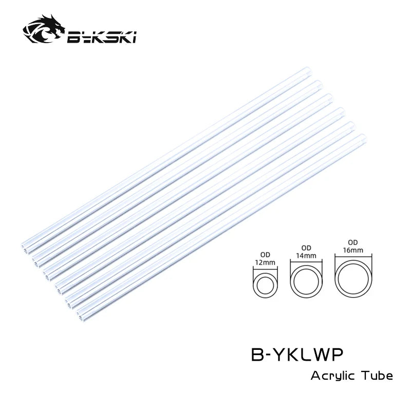 BYKSKI 6PCS / LOT WATER COOLING TUPE PETG / PMMA / Frosted Acrylic Hard Trube OD2MM / OD14MM / OD16mm Transperant 50 cm délka