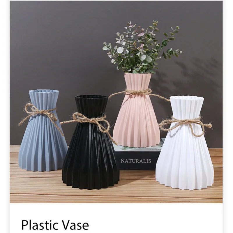 Vaso di plastica Nordico non fragile Vaso fiorito bianco imitazione in ceramica cesto decorativo per fiori per la casa arredamento