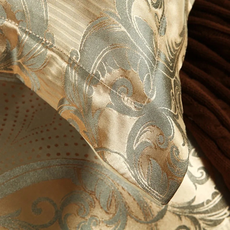 2/3PCS Luxury Jacquard Bedding Set King Size Duvet Cover Flower Golden High Quality with 2 Pillowcase(single 1 Pillowcase)