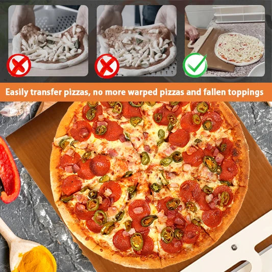55*30cm Sliding Pizza Peel Shovel Removable Wooden Handle Pizza Spatula with High-temperature Resistant Tarps Baking Tools