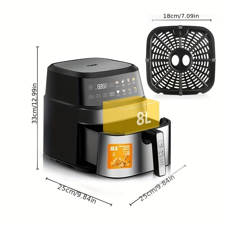 8L Large Capacity Smart Electronic Digital Deep Fryers Without Oil Multi-Function With Touchscreen Household Air Fryer