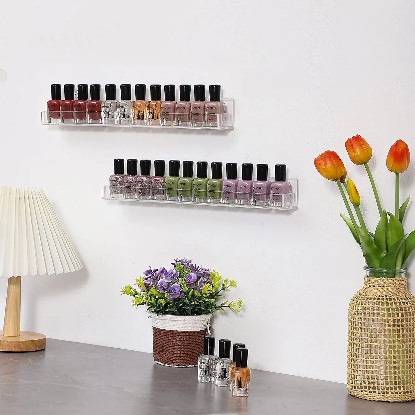 Acrylic Record Display Stand Shelf Clear Wall Mounted Record Holder Floating Shelves LP Record Album Nail Polish Storage Rack