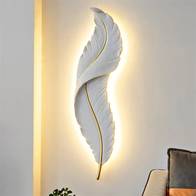 Modern White Feather Wall Light Living Room Decoration LED Wall Lamp Bedside Background Bedroom Decor Wall Sconce