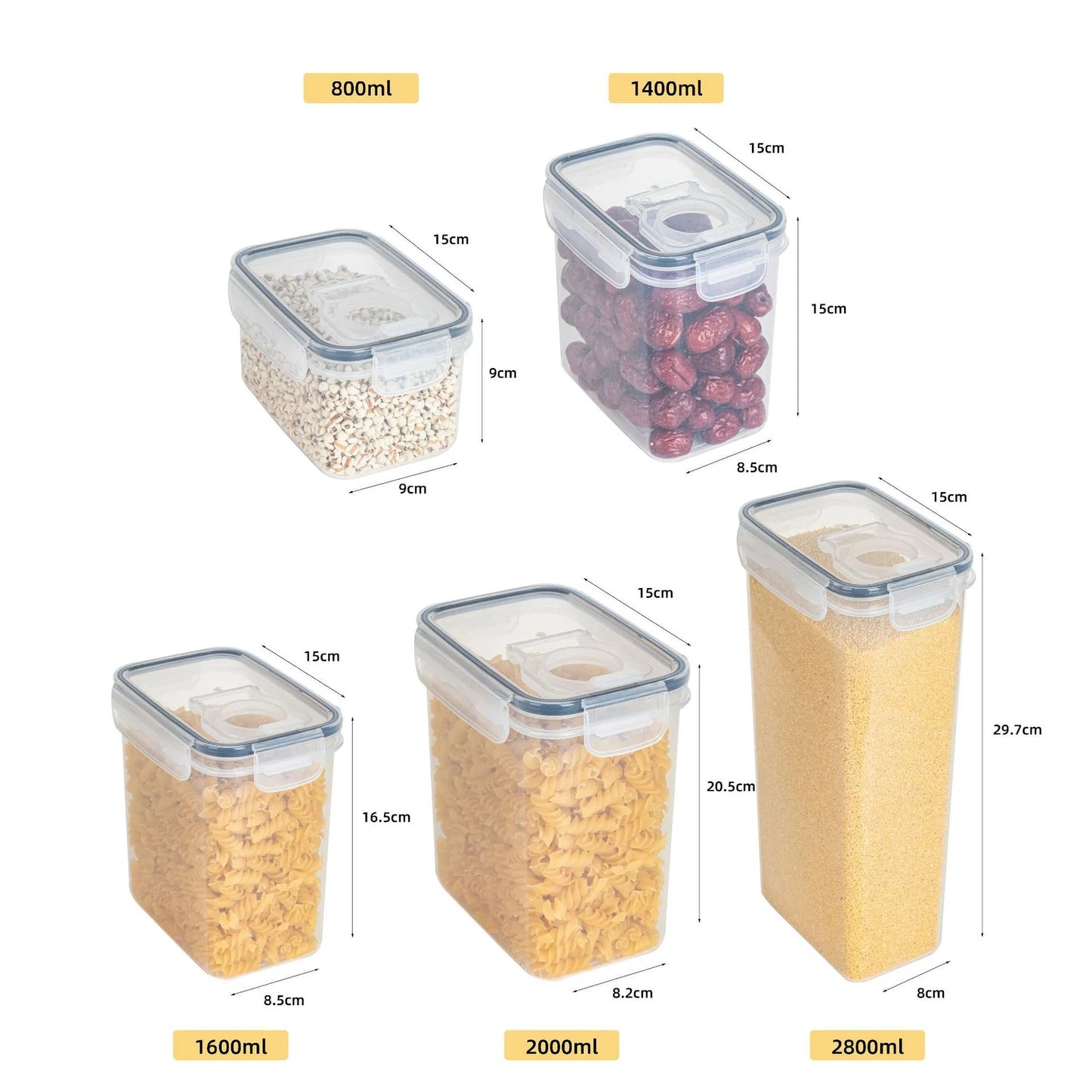 Luftdichte Lebensmittel Lagerbehälter mit Deckel Pantry Organizer Getreidespender