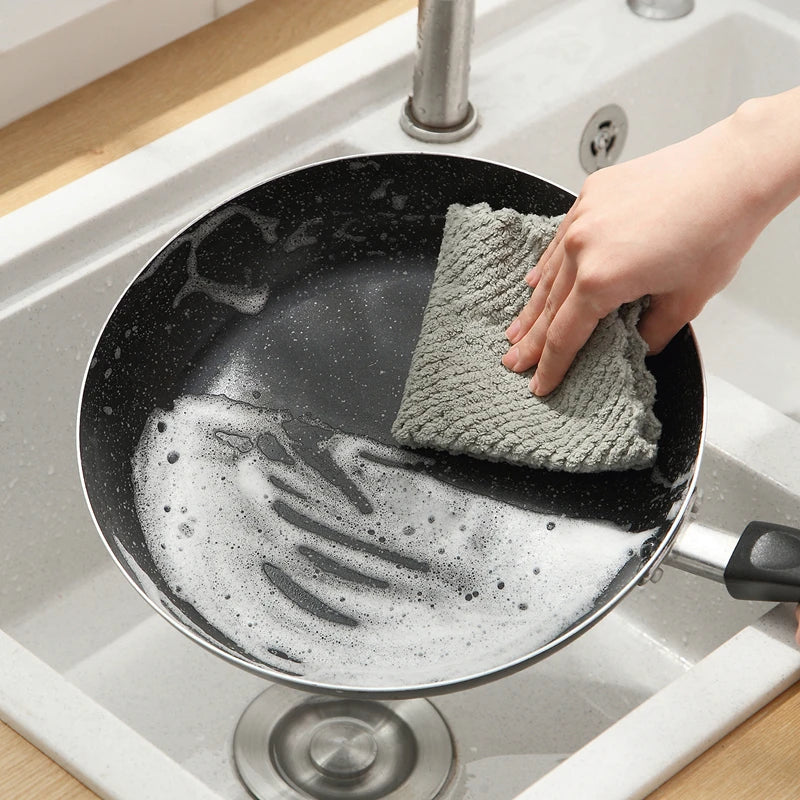 5pcs Microfiber DishCloth Non-stick Oil Absorbent Towel for Kitchen Multifunction Household Bathroom Towels Kitchen Supplies