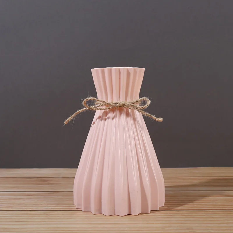 Vaso di plastica Nordico non fragile Vaso fiorito bianco imitazione in ceramica cesto decorativo per fiori per la casa arredamento