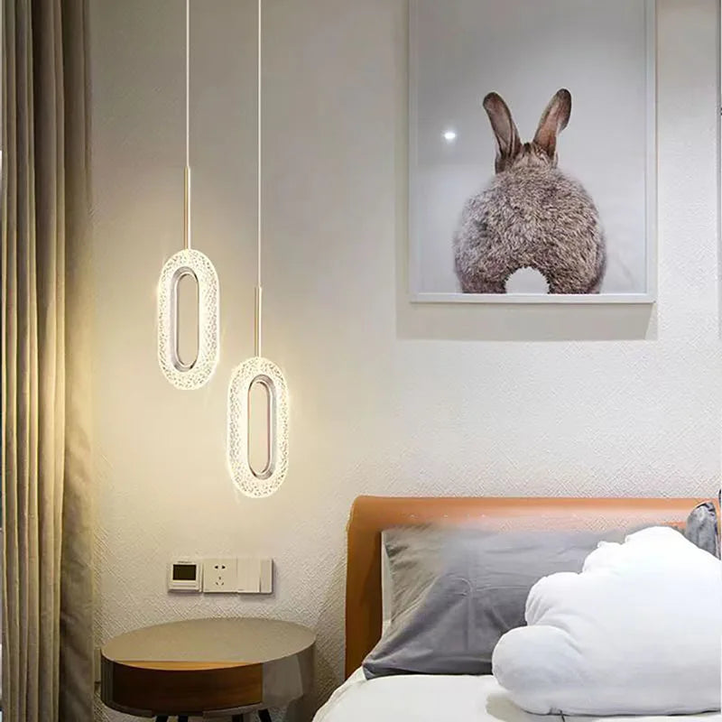 Nordic Crystal LED Pendant Lamp Aisle Chandelier for Living Dining Room Bedroom Bedside Home Decoration Lighting Fixture Lustre