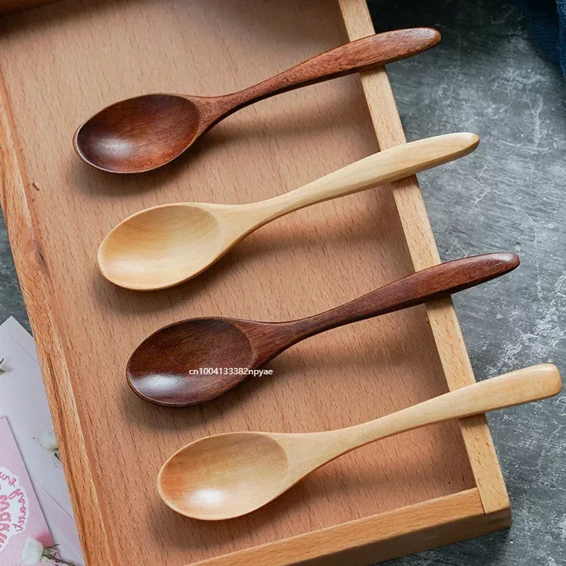 Colher de madeira de madeira colher de mesa colher anti-escaldas café mexendo colheres de cozinha cozinha utensília de sopa de sopa de sopa cucharas 숟가락