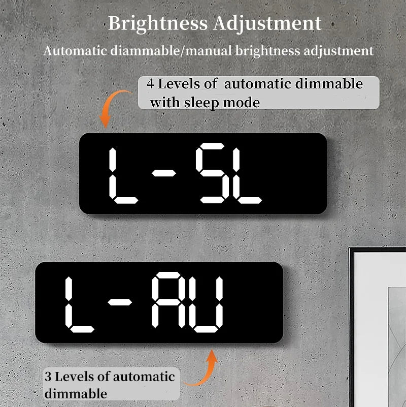 USB Powered 9 Inch Large Digital Wall Clock Temperature Humidity Week 2 Alarm Auto Dimmer Snooze 12/24H DST Desk LED Alarm Clock