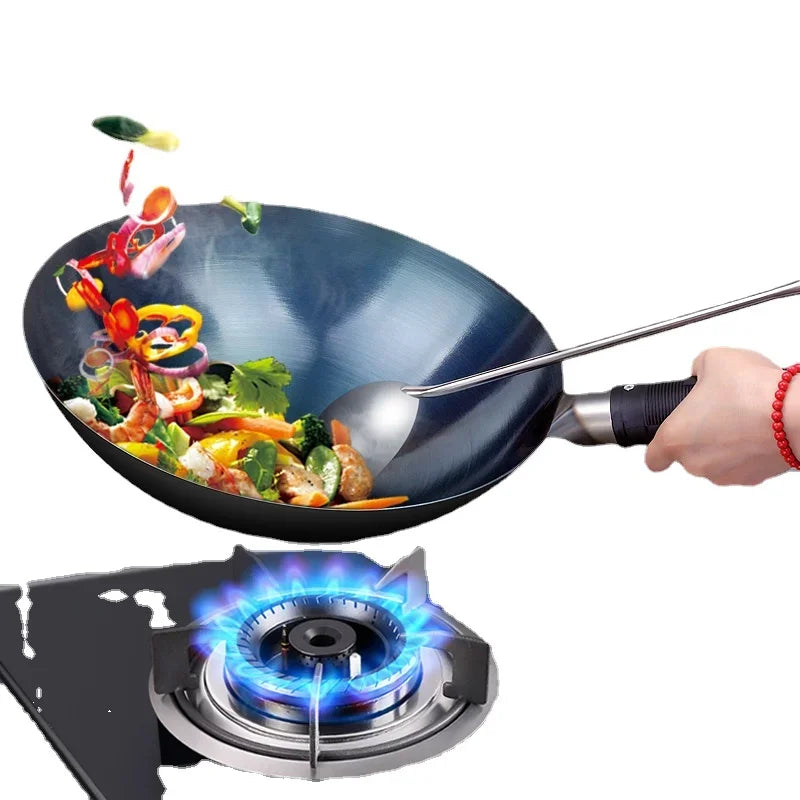 32/34cm καρυκεύματα μπλε σίδερο wok μη επικαλυμμένο pot pot ελαφρύ κλασικό σεφ Wok υπαίθρια μαγειρικά σκεύη κουζίνας για σόμπα αερίου