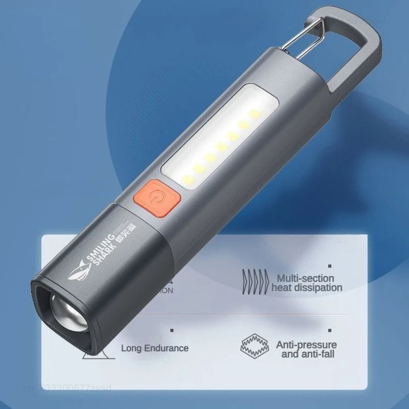 Xiaomi Outdoor Taschenlampe Tragbares starkes Licht variabler Fokus mit Flutlicht Seitenlichter Mini Taschenlampe hohe Helligkeit