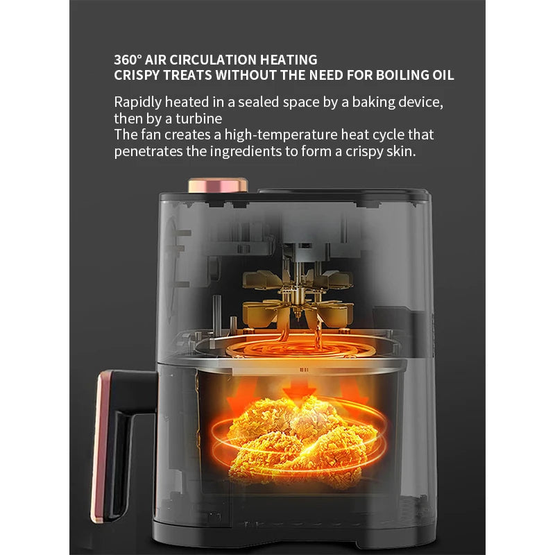 Nová Xianke Air Fryer 5L s velkou kapacitou domácnost grilování multifunkční rotační elektrická elektrická trouba