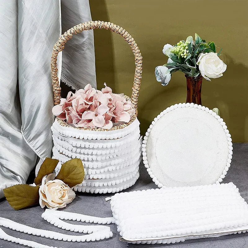 5/10 Yards Wool ball lace Fringe Trim Lace 5mm PomPoms white Trim Ball Fringe Ribbon DIY Craft Curtain Cloth Sewing Accessory