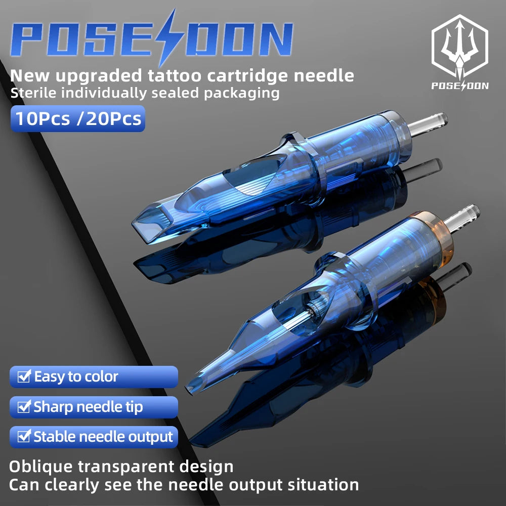 POSEIDON 50PCS Mixed Professional Tattoo Cartridge Needles with Membrane Safety Cartridges Disposable Tattoo Needle