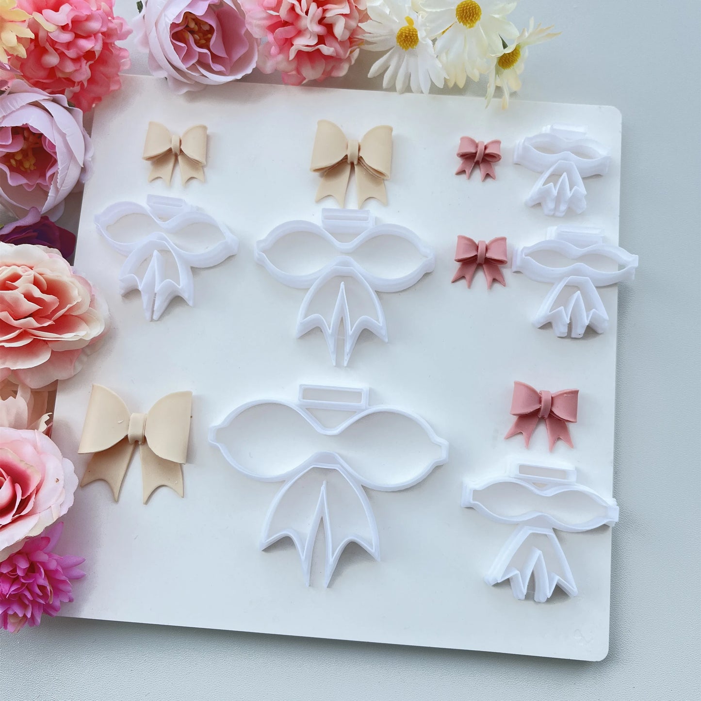 3pcs/set of bows, soft pottery, polymer, clay, bows, combinations, DlY earrings, jewelry pendants, making tools, molds, cutter
