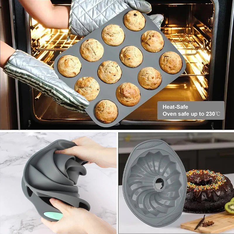 Silikone brød muffin skimmel varmebestandig ovn pan ikke-stick køkken bageri kage pan