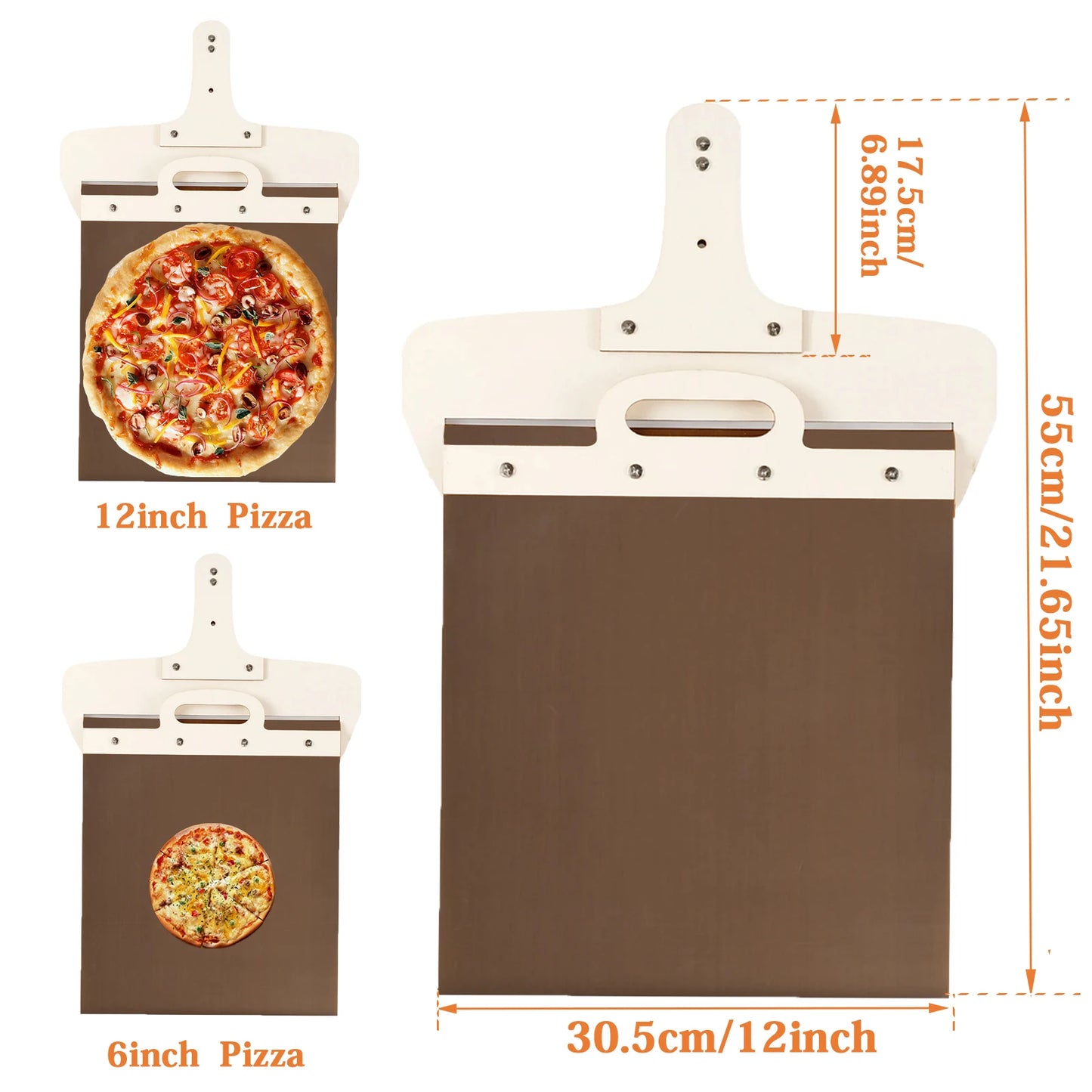 55*30cm Sliding Pizza Peel Shovel Removable Wooden Handle Pizza Spatula with High-temperature Resistant Tarps Baking Tools