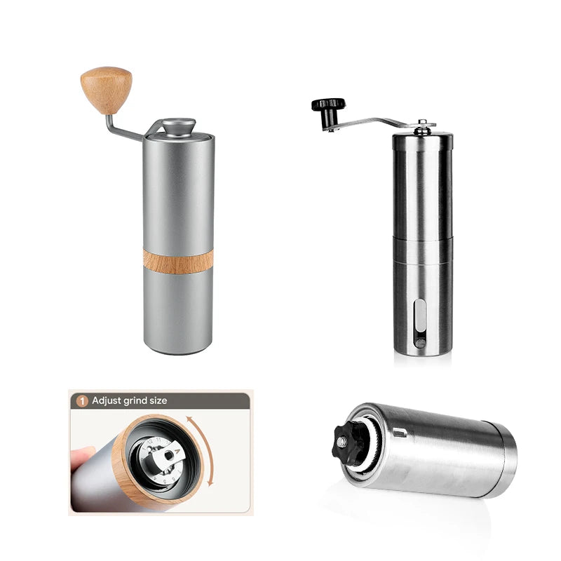 Grinder de café manuel avec 5Core / 7core Burr Portable Moulin à café ajusté Espresso Maker Accessoires de camping en acier inoxydable
