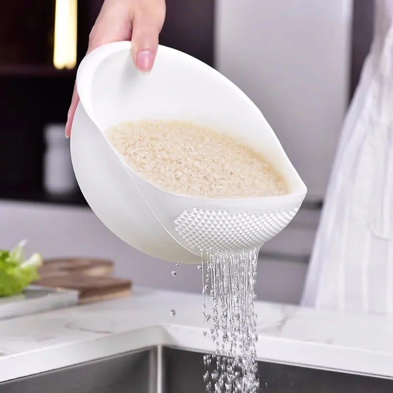 Rice silakesch Plastiks-Kichen Kichen Drain Kuerf mat Handelen Reisbecher Béiebriecher Sträif ënnerzegoen