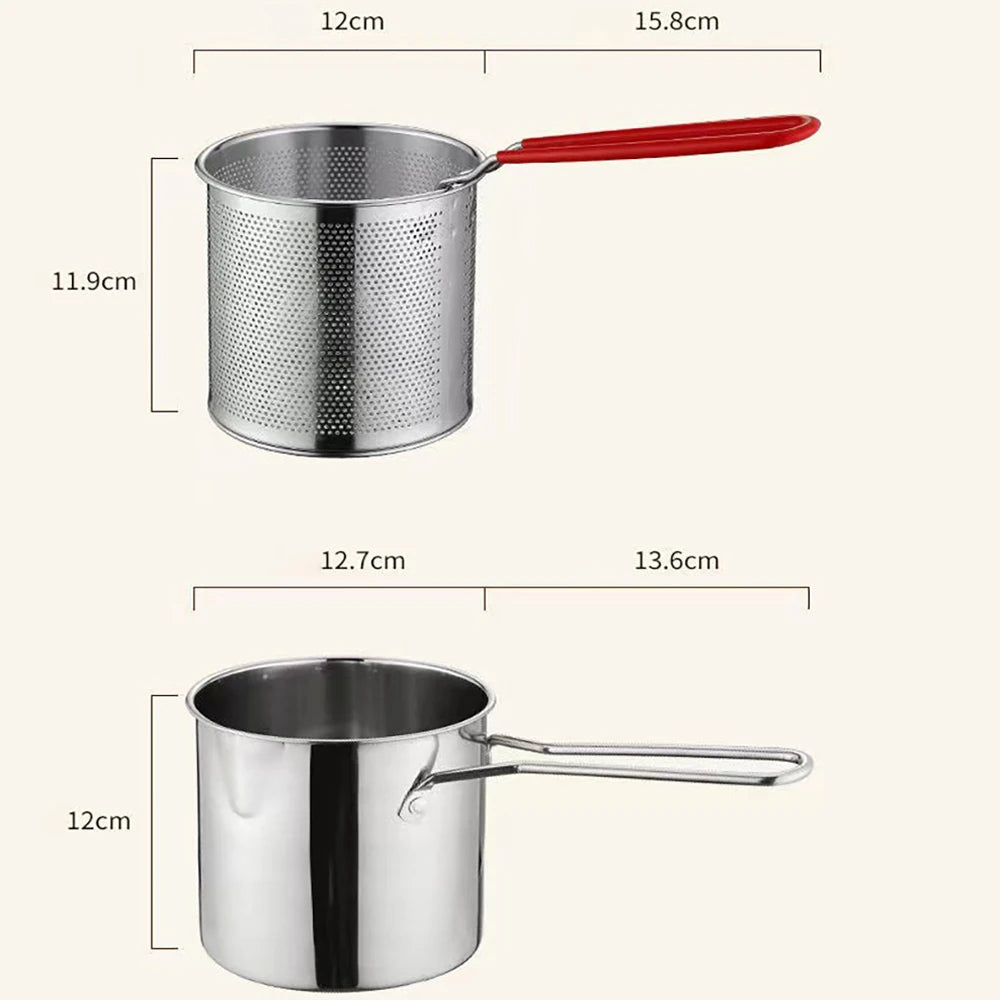Fryer Deep Fryer 304 Friptură din oțel inoxidabil cu coș de prăjire oală alimentară auxiliară pentru a adânci aparat japonez pentru bucătărie pentru bucătărie