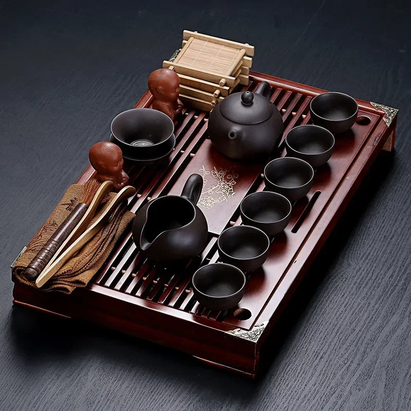 Paarse klei Chinese theekop set porselein vintage eenvoudige kung fu luxe thee -theeset zeef Juego de te huishoudelijke producten dg50ts