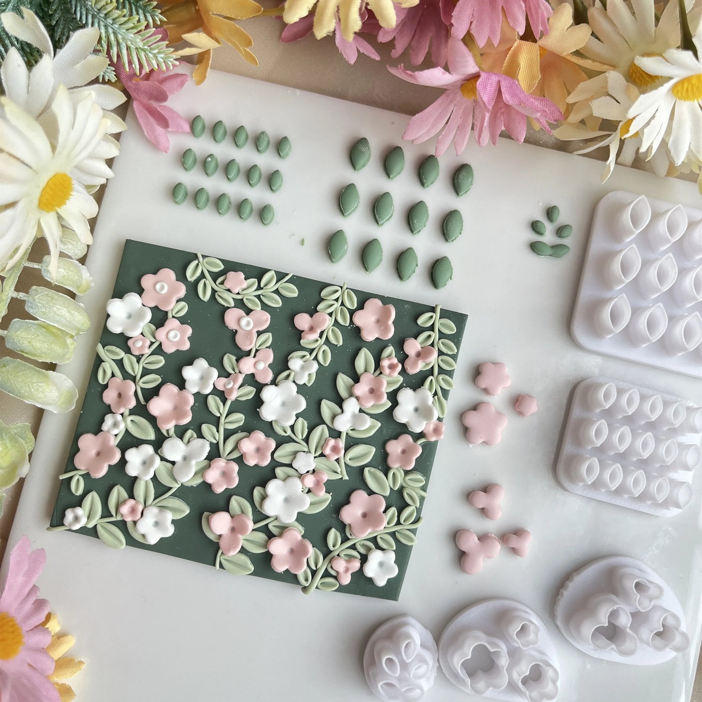 Mini bloemblad bladcombinatie schimmel polymeer klei snijder driedimensionale bloem diy oorbellen hanglang sieraden aardewerk gereedschap