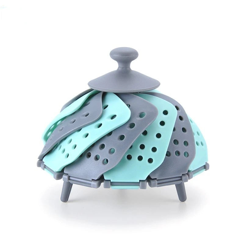 Cookware Plastic Steaming Food Basket Mesh Silicone Faucet Steamer Folding Food Vegetable Vapor Cooker Dish Foldable Steamer