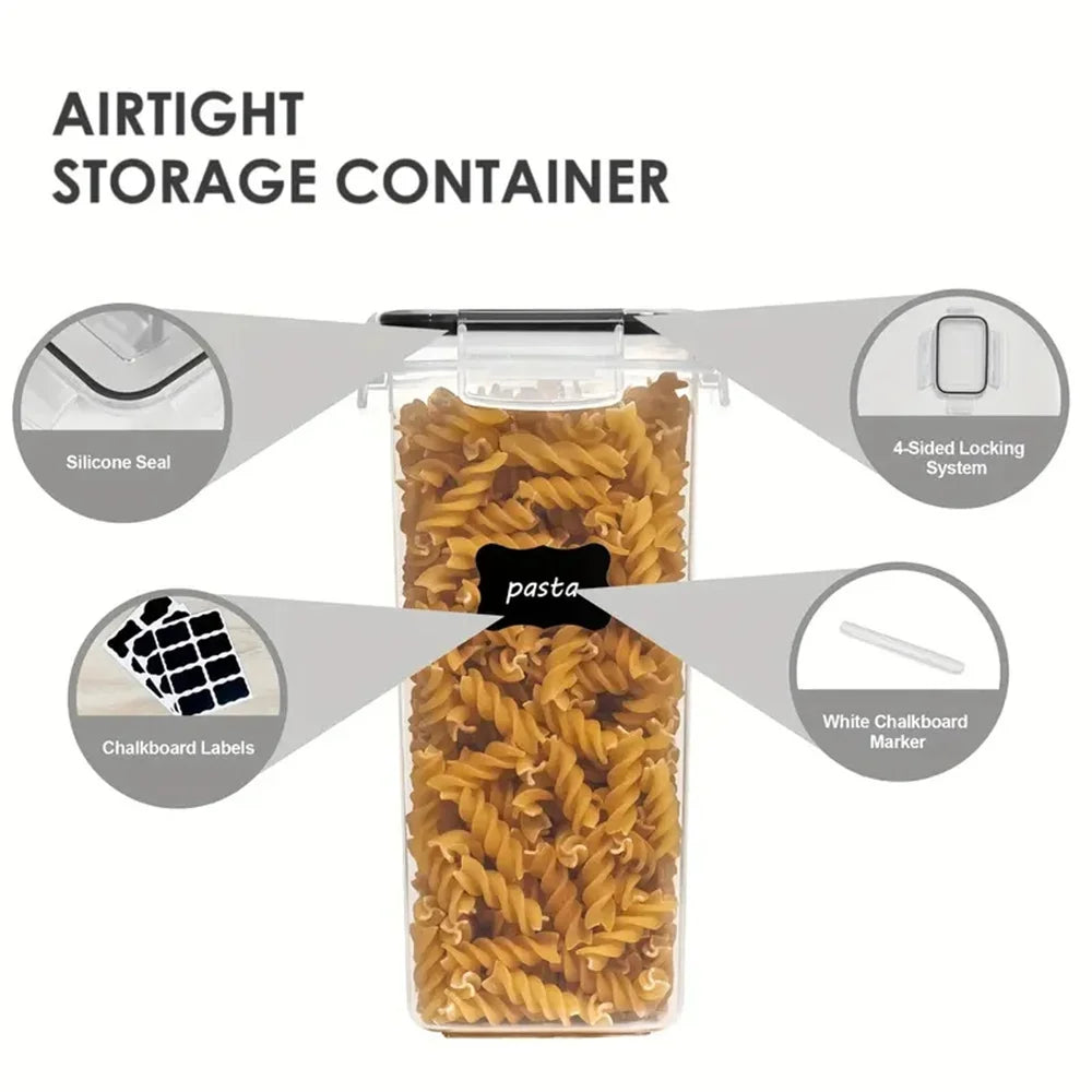 Αποθήκευση τροφίμων κουζίνας 7pcs-set δοχείο BPA δωρεάν δημητριακά καραμέλα αποθήκευσης κουτιά αποθήκευσης με 10stickers και στυλό