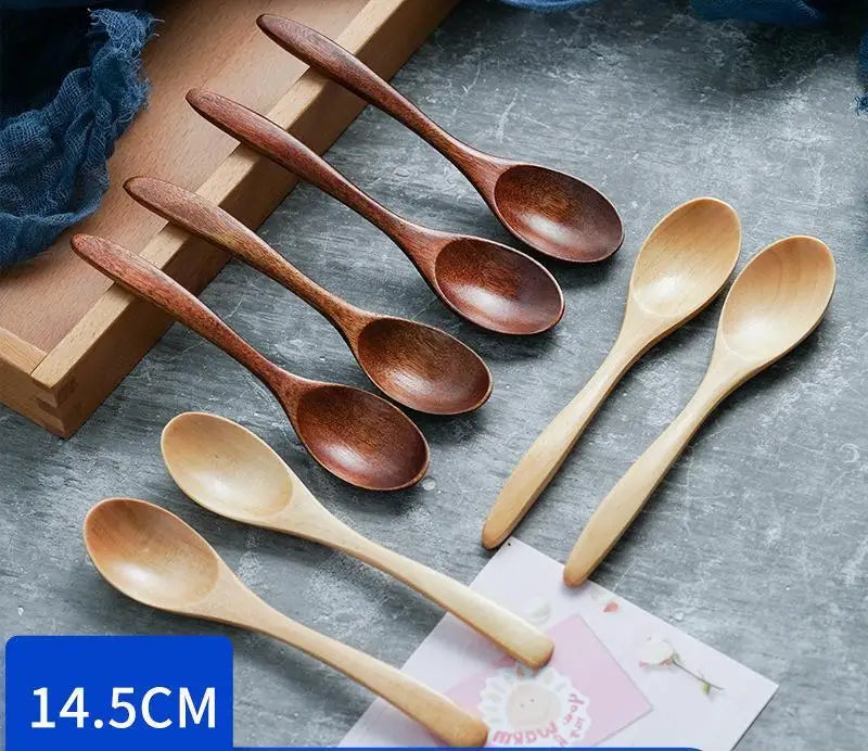 Colher de madeira de madeira colher de mesa colher anti-escaldas café mexendo colheres de cozinha cozinha utensília de sopa de sopa de sopa cucharas 숟가락